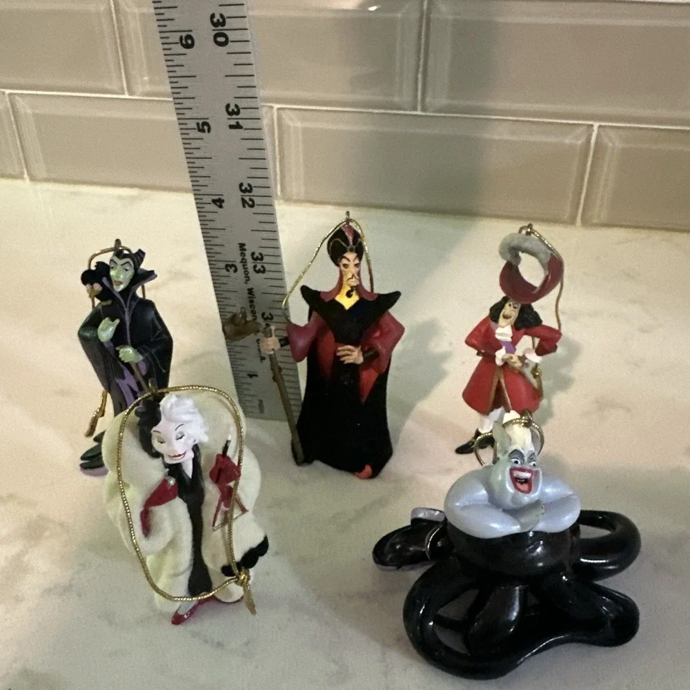 Disney Villains Ornament Set Storybook Figurines Ursula Hook Cruella Jafar 5 Pcs